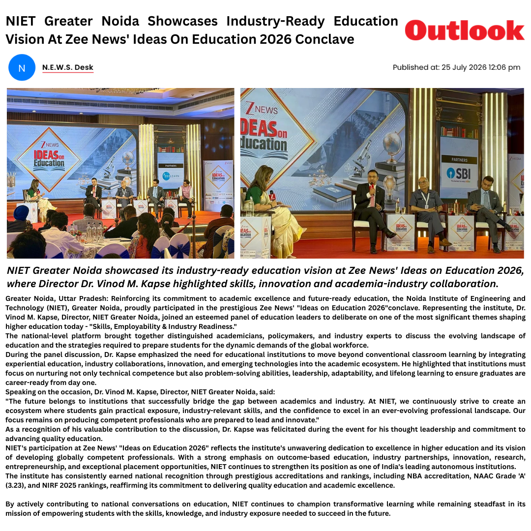 NIET Greater Noida Showcases Industry-Ready Education Vision At Zee News' Ideas On Education 2026 Conclave