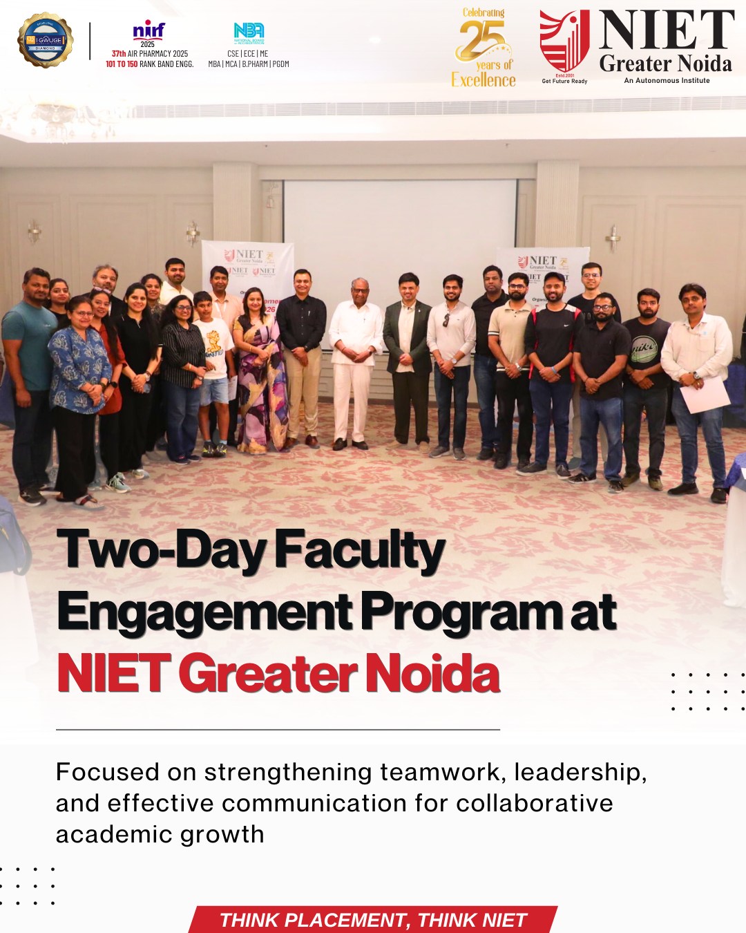 NIET Greater Noida Hosts Two-Day Faculty Engagement Program for Team Building and Professional Development