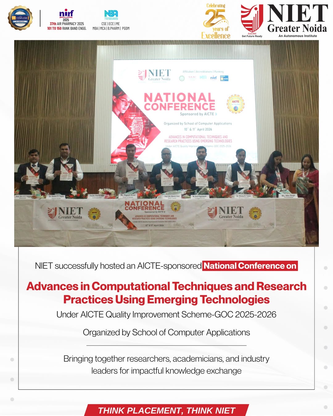 NIET Hosts AICTE-Sponsored National Conference on Advances in Computational Techniques and Emerging Technologies
