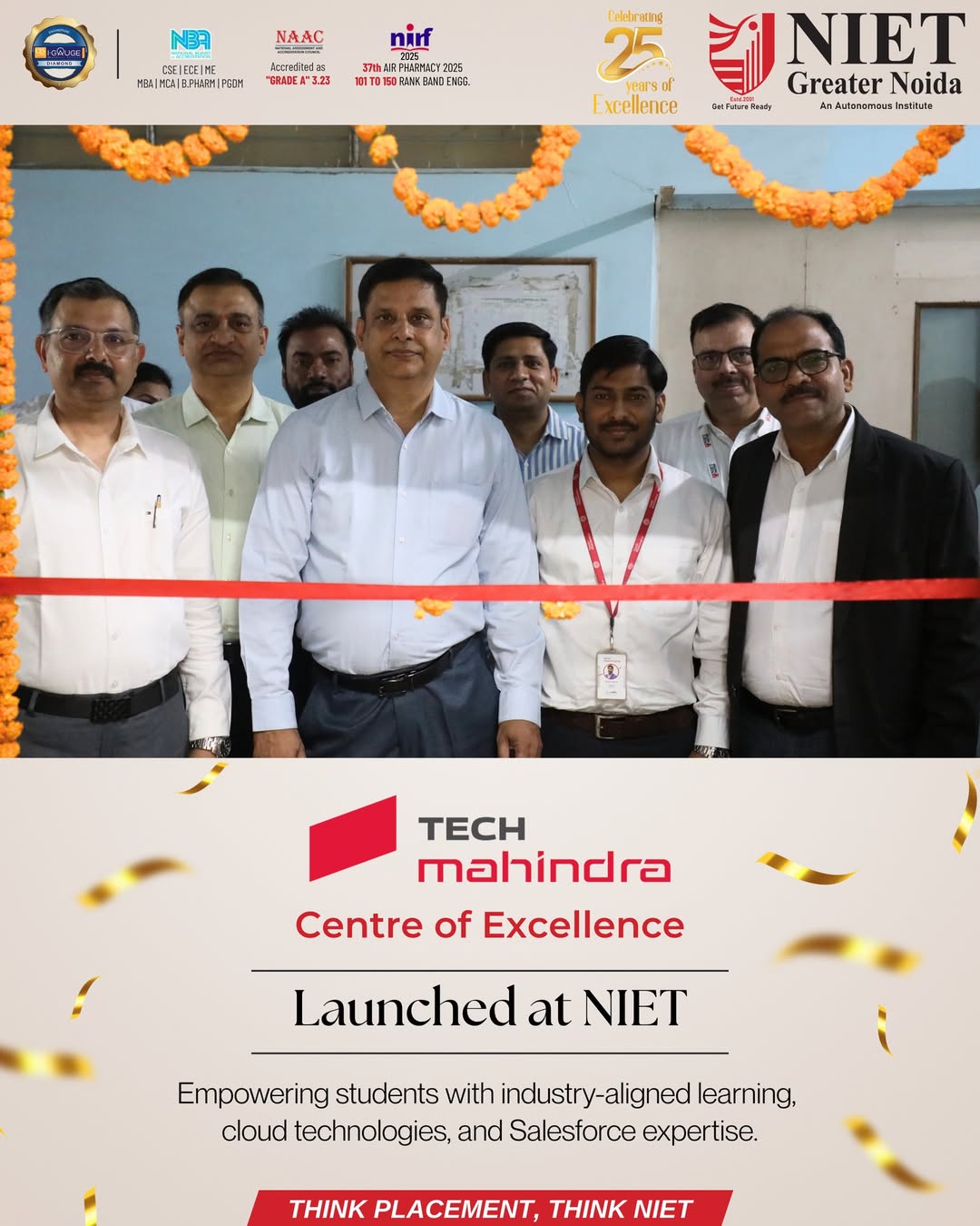 NIET Greater Noida inaugurates the Tech Mahindra Salesforce Centre of Excellence to empower students with industry-ready cloud and CRM skills.