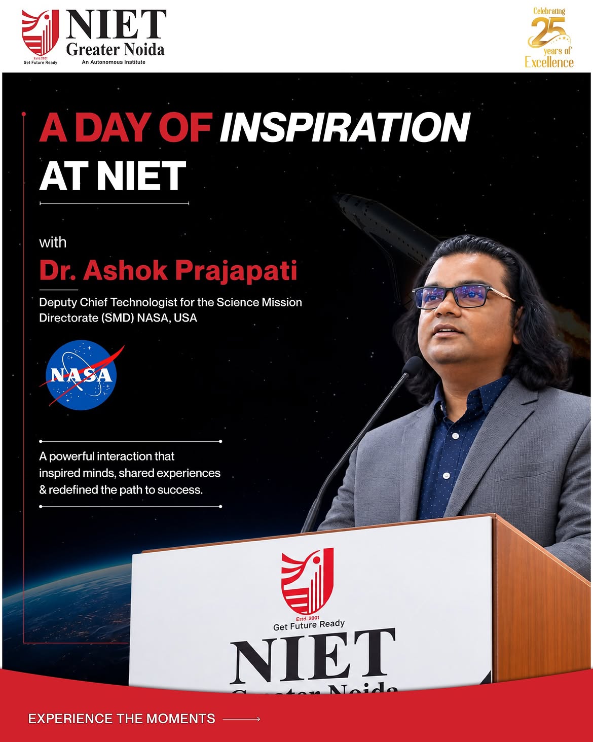 NIET Greater Noida hosts an inspiring session with Dr. Ashok Prajapati, Deputy Chief Technologist, NASA, on resilience, innovation, and future-ready engineering.