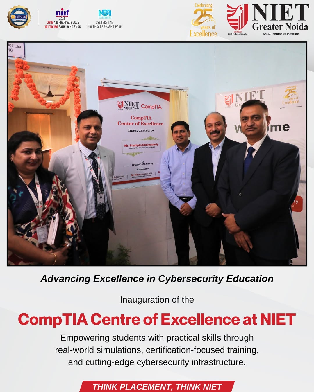 NIET Greater Noida Inaugurates CompTIA Centre of Excellence to Advance Cybersecurity Education and Industry-Ready Skills