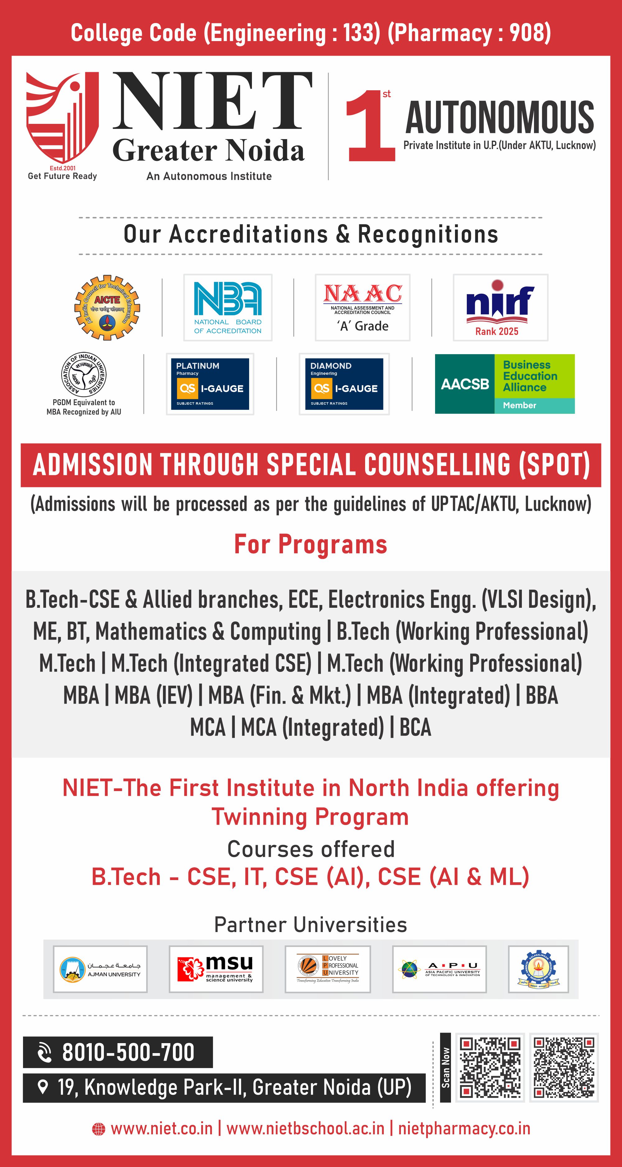 Special Counselling (SPOT) at NIET